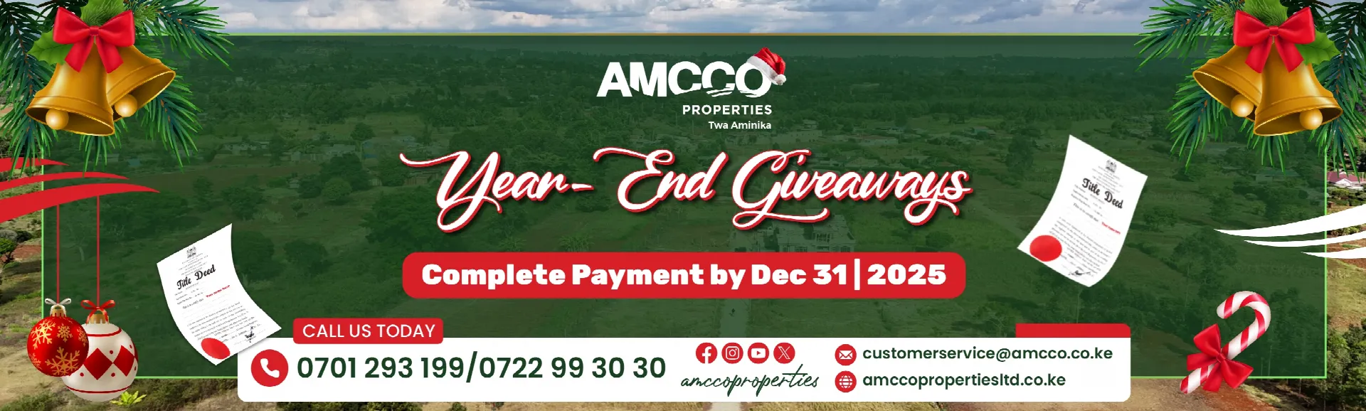 AMCCO Properties Launches End of Year Giveaways for Land Buyers Completing Payment by December 31st