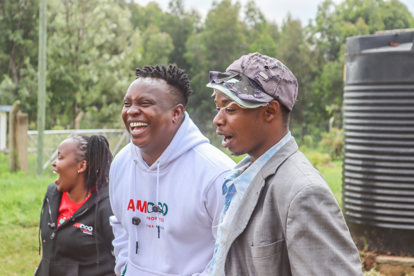 Mbote, Nyojoro and WaWaya at Amcco's CSR event at Kiriri Primary School